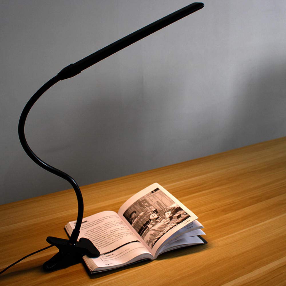 Luci A Clip Lampada Pinza Luce Da Lettura Luce Da Lettura Clip Clip Lamp Stepless Dimming E Regolazione Del Colore Led Clip Eye Protection Desk Lamp Lampada Da Lettura-Colore Di Dimming Wireless Nero