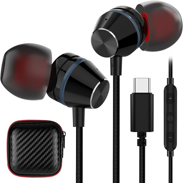 TITACUTE USB C Headphones Magnetic Earphones USB Type C Headphones with Mic Stereo Noise Canceling in-Ear Wired Earbuds for Samsung S21 S22 Ultra S20 FE Galaxy Z Flip 4 Fold A53 Pixel 7 Pro 6 Oneplus