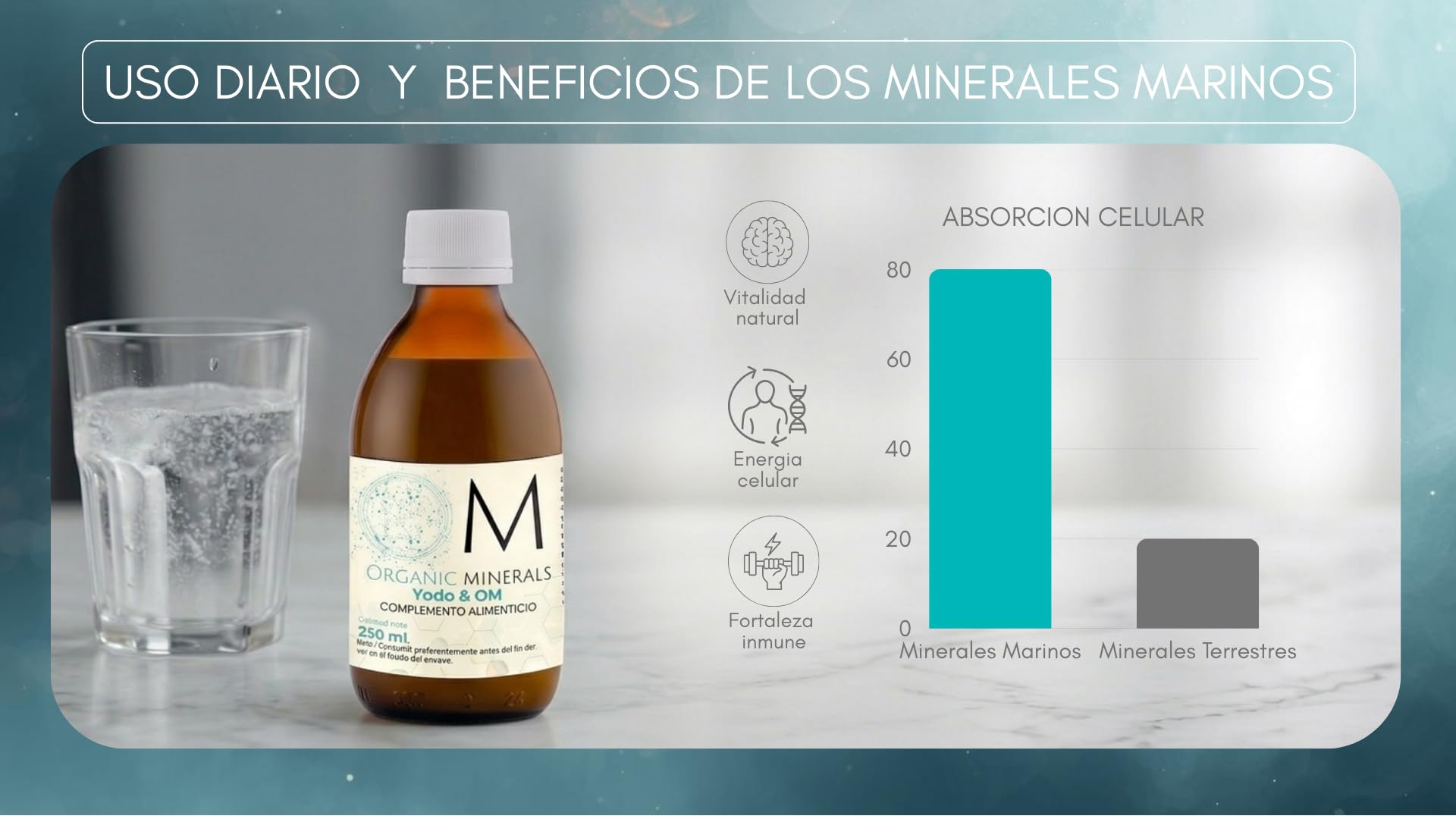 Yodo + Ormus OM Organic Minerals | Suplemento de Minerales Esenciales para Energía y Sistema Inmune | 100% Natural y Bioactivos | Cantidad 500mL