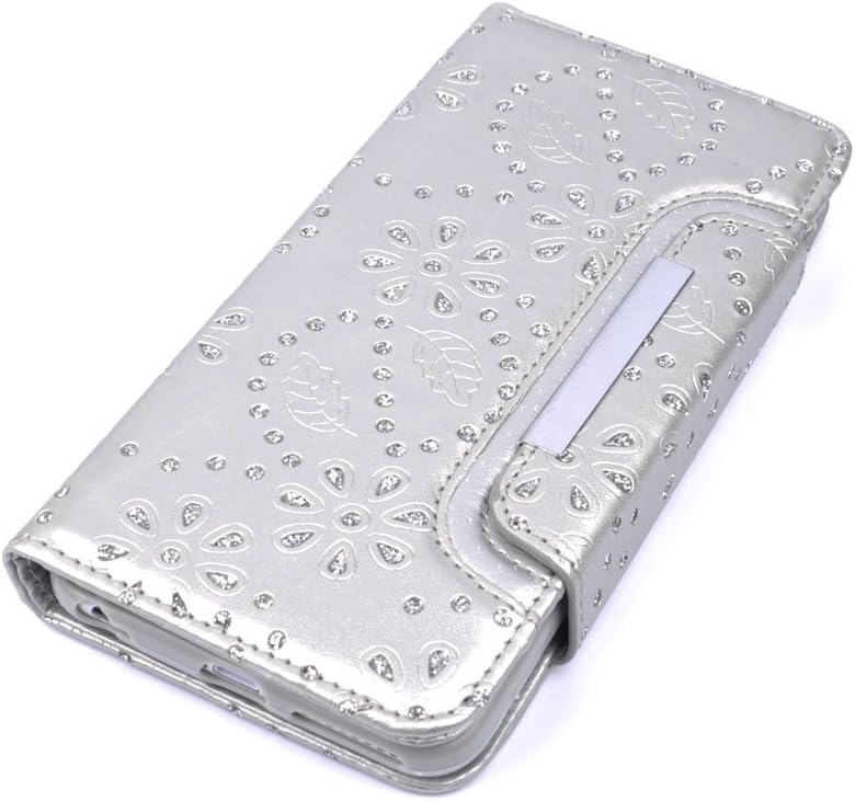 iPhone 6 Case, iPhone 6S Wallet, HESPLUS Bling Sparkle PU Leather Flip Folio [Detachable] Wallet Cover Magnetic with Credit Card Slot Holder for iPhone 6 / iPhone 6S 4.7 Inch - Silver