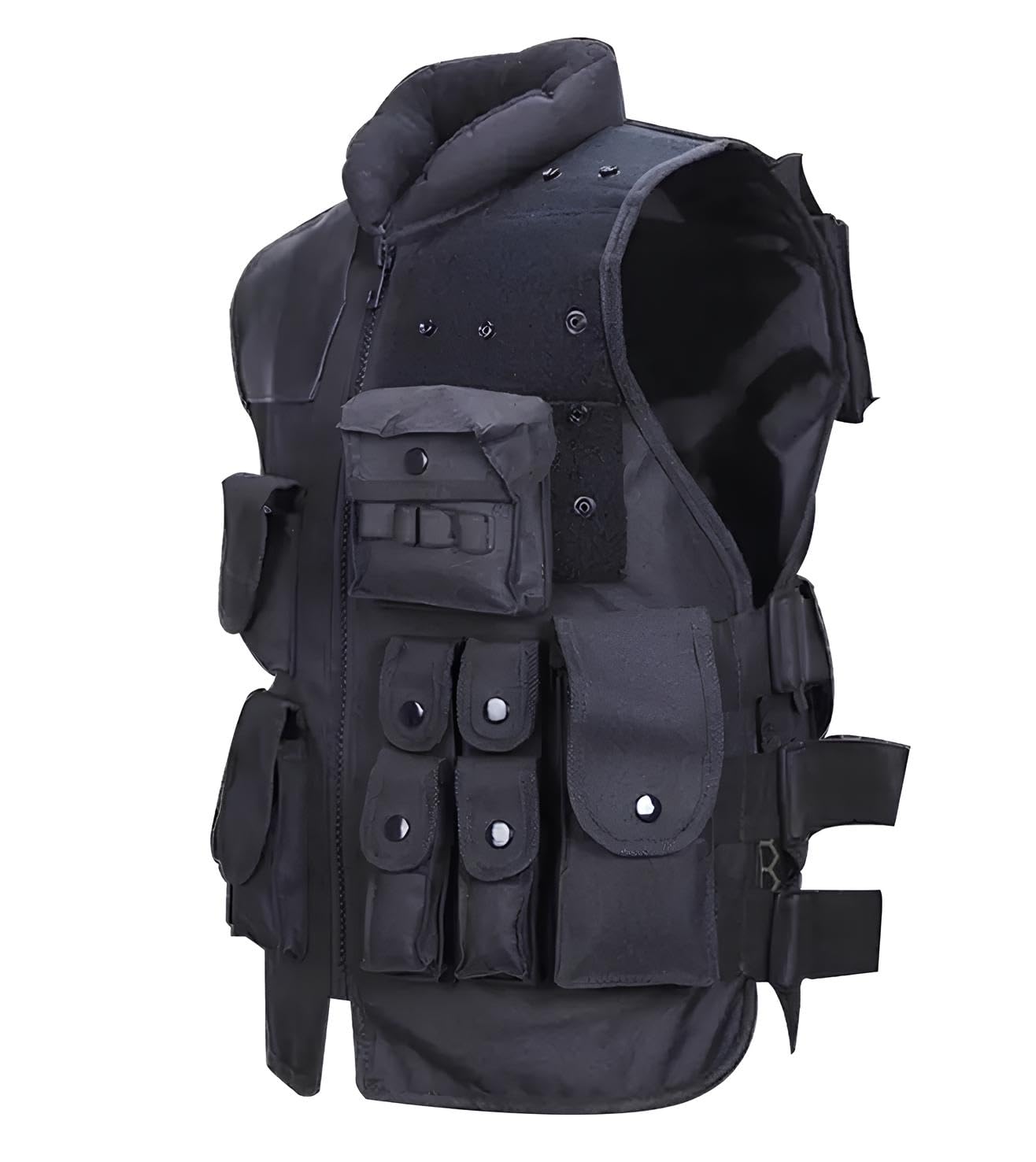 Gilet tattico da uomo, nero, regolabile, in tessuto Oxford, con tasche multiple, per softair, paintball, allenamento, caccia all'aperto, attrezzatura di sopravvivenza, sicurezza e forze