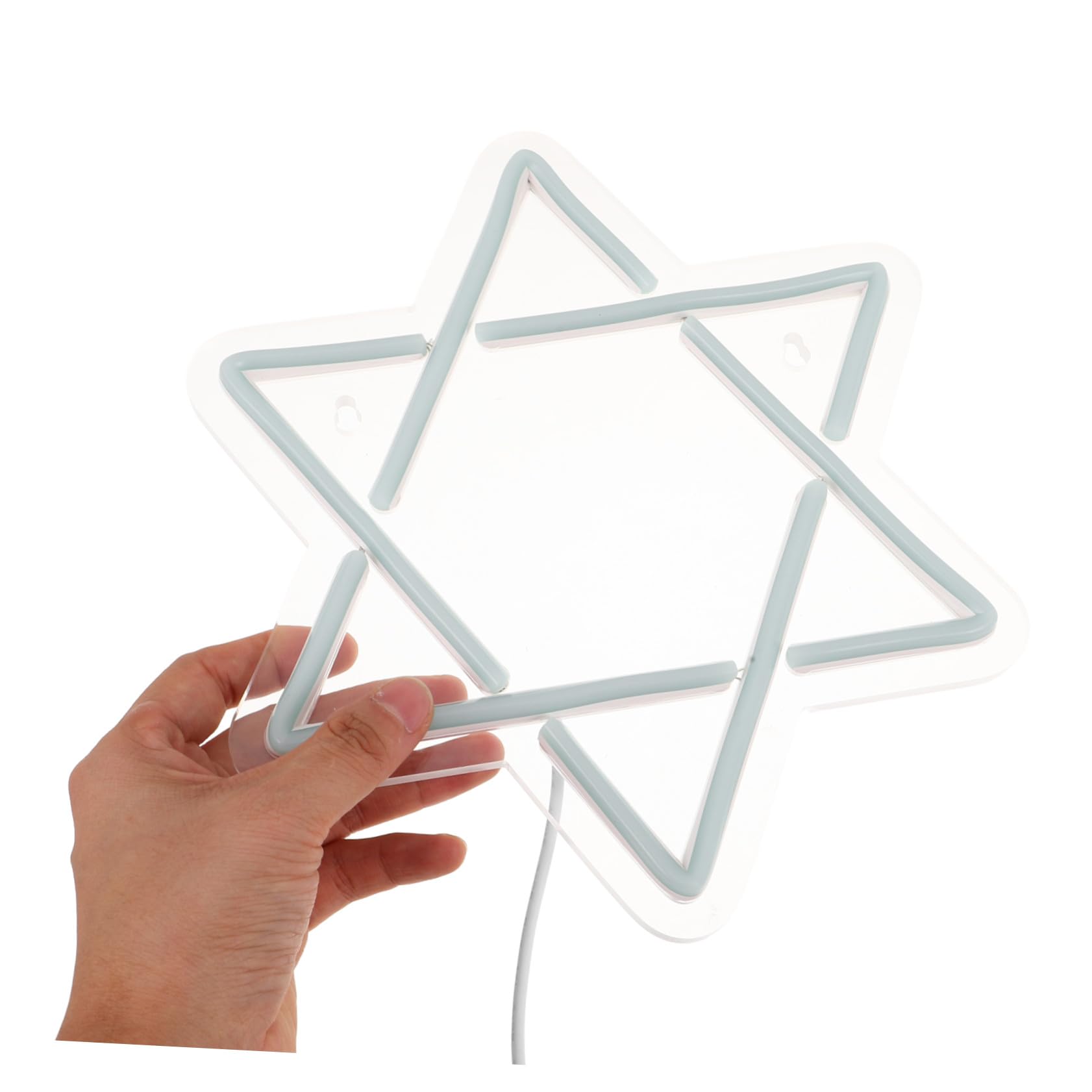 Neonowa Lampa Neonowa Z Sześcioramienną Gwiazdą Z Jerozolimską Gwiazdą Dawida Z Symbolem Gwiazdy Dawida Neonowy Znak Religijny
