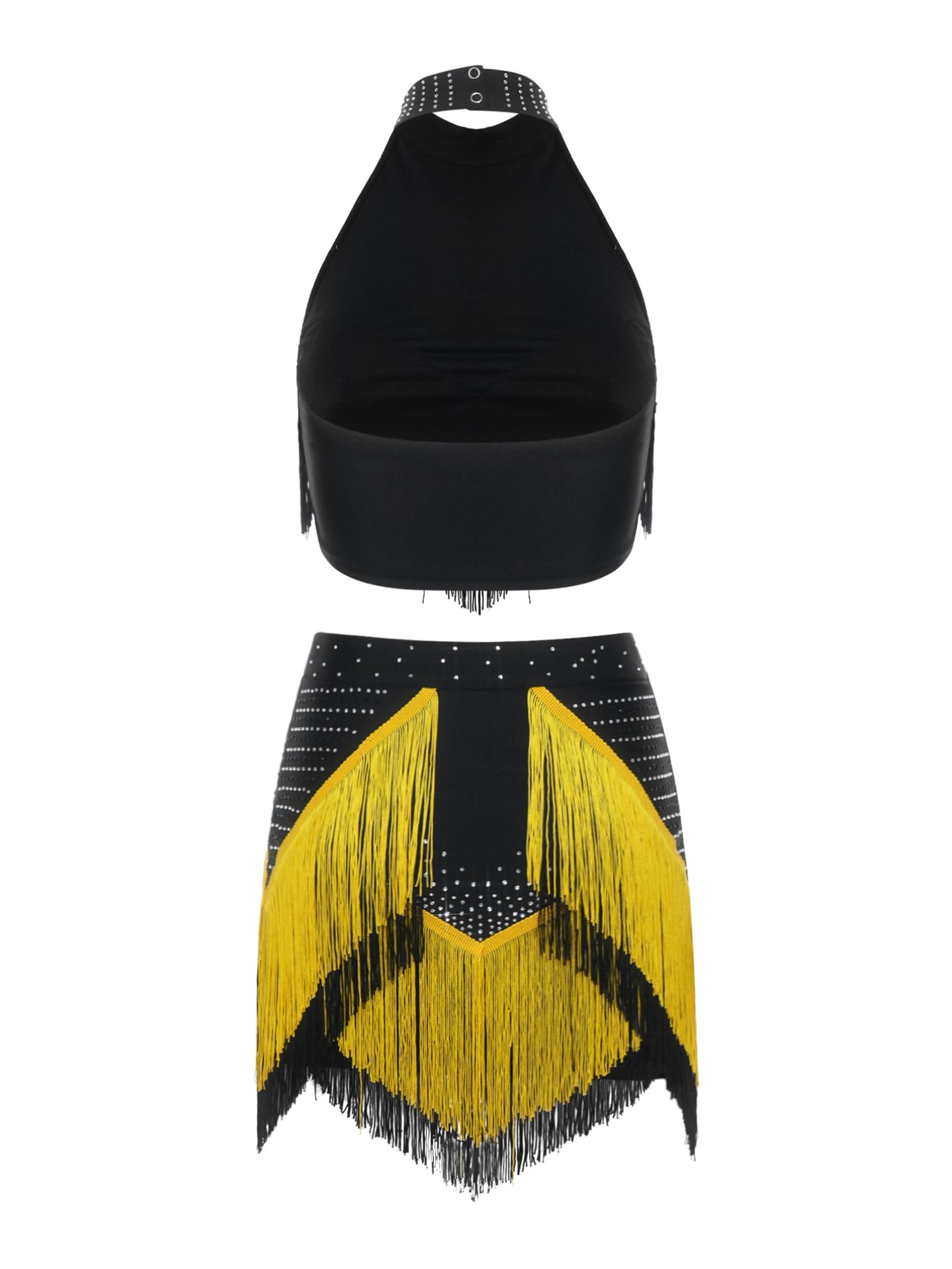 Vestido Danza Mujer Brillantes Traje Profesional de Baile Salón con Borlas | Ropa de Baile de Competición de Salón para Latín Jazz Swing Rumba Chacha‑chá Espectáculo En Escena Actuación S-XXL