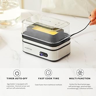 Evoloop - Electric Fast Egg Cooker, 6 Egg Capacity, Soft, Medium, Boiled, Egg Poacher with Auto Shut Off, BPA Free