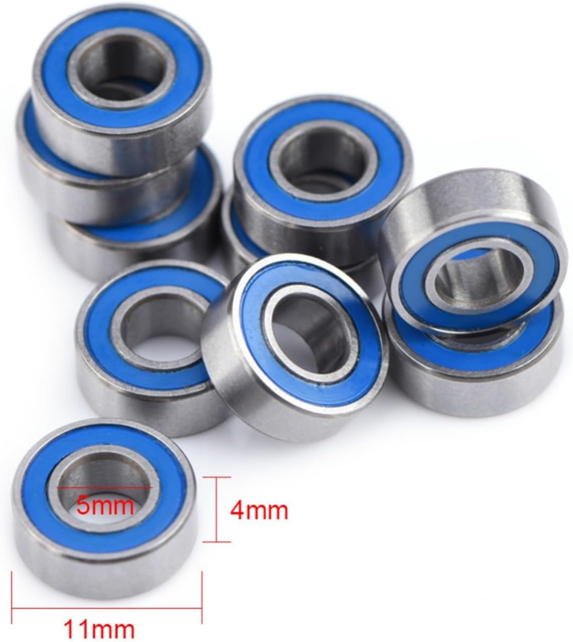 10Pcs MR115-2RS Ball Bearing 5x11x4mm Miniature Double-Shielded Steel Bearing