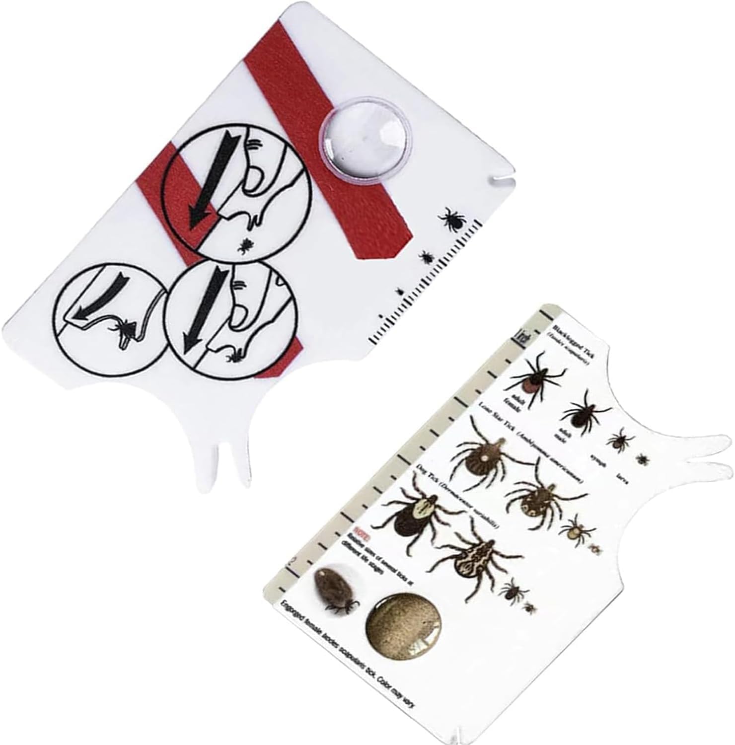 hankousi Pack of 2 Tick Card, Tick Remover Tool with Magnifying Glass for Humans, Dogs & Cats