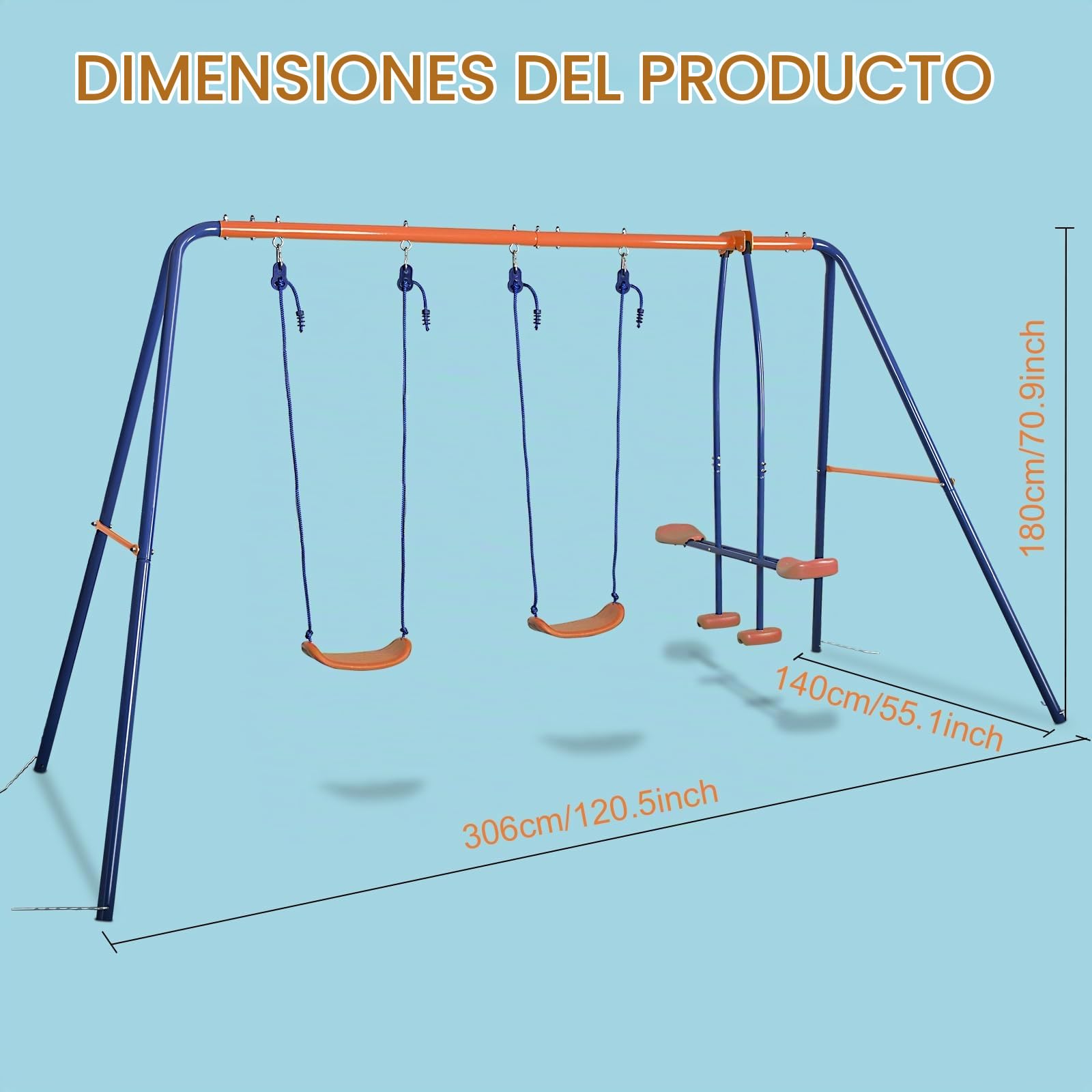 Columpio de Jardín Multifuncional, Columpio Infantil, Capacidad de Carga 200 kg, para Patio Trasero y Área de Juegos