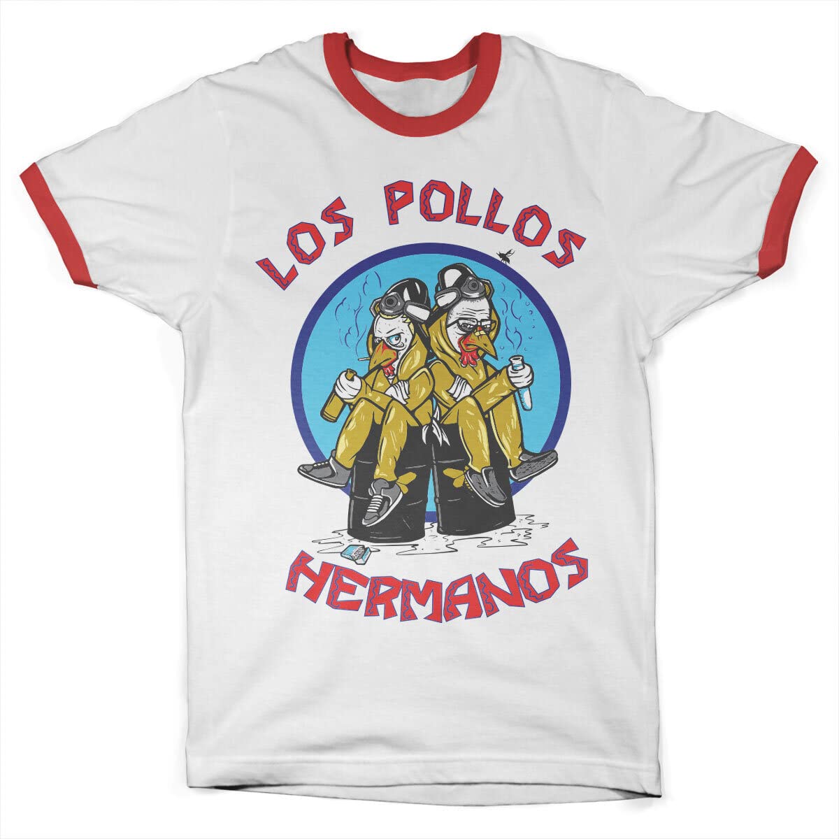 Breaking Bad Unisex White-Red Officially Licensed Walter & Jesse Hermanos Ringer T-Shirt (White-Red), Small