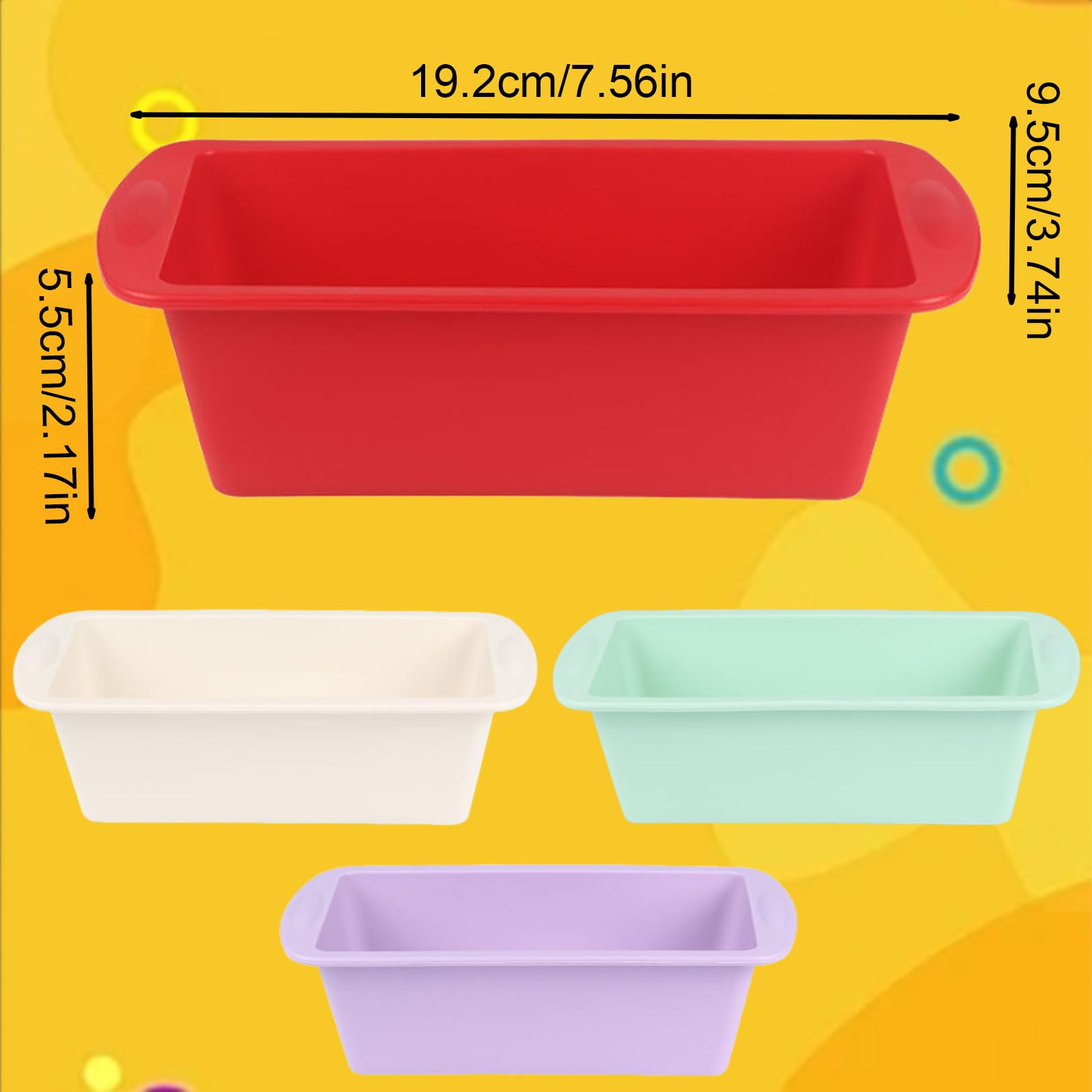 Tcnzdy 4 Stück Silikon Backform Mini Rechteck 19,2 x 9,5 x 5,5 cm für Heißluftfritteuse