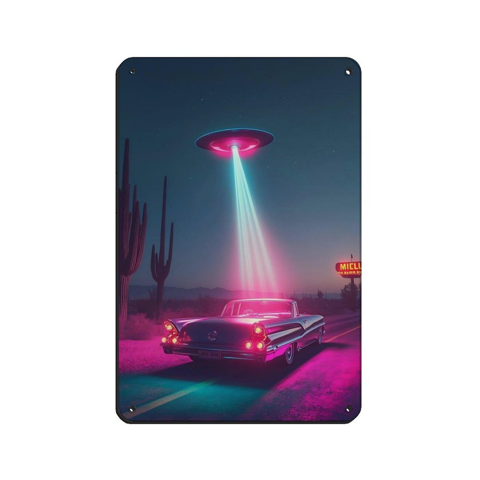 Vintage Futuristic Car Art,Sci-FiDecor Tin Sign Vintage Metal Pub Club Cafe Bar Home Wall Art Decoration Poster Retro 8x12inch(20x30cm)