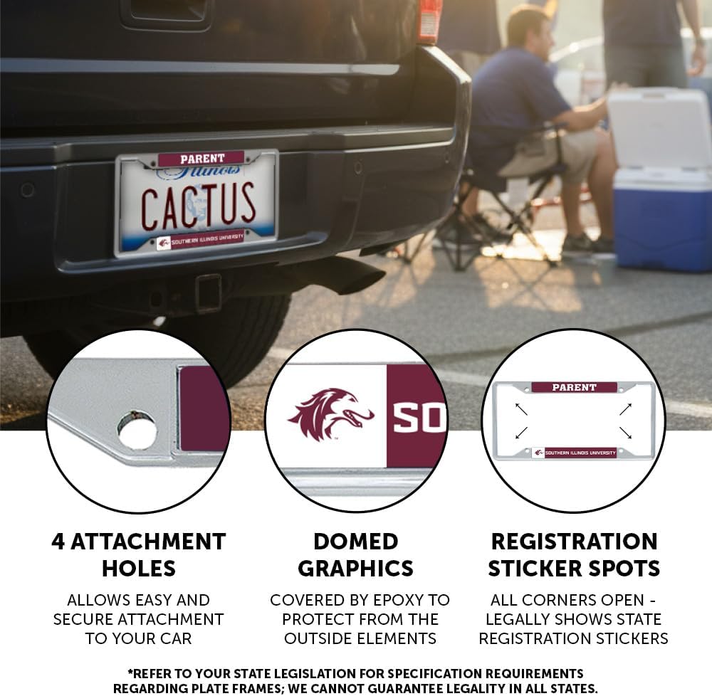 Desert Cactus Southern Illinois University License Plate Frame Car Tag Holder for Front or Back of Car SIU Salukis Officially Licensed Metal (Parent)