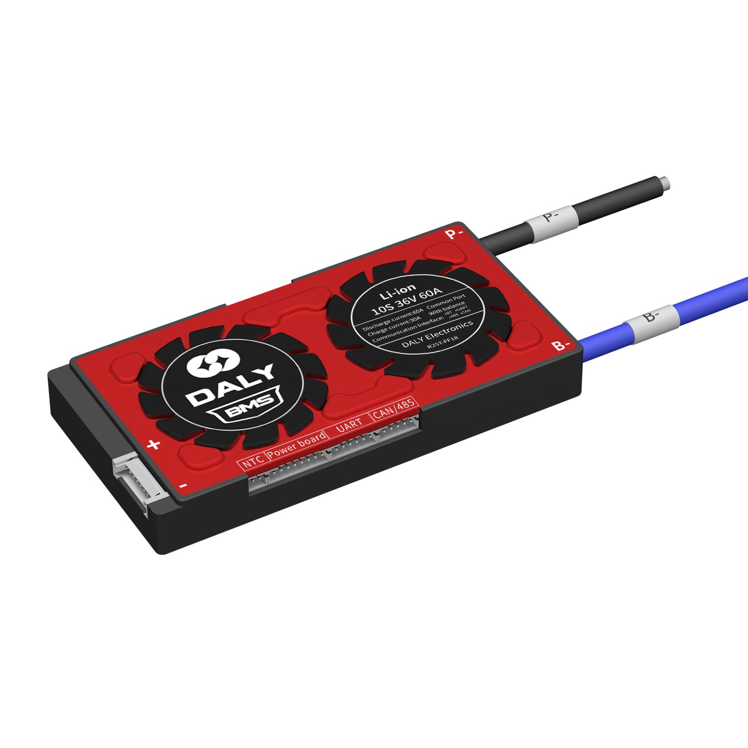 Daly Smart BMS 10S Li-Ion 36V 60A, Placa Protección Inteligente PCB para Batería de Litio con Can, 485, Bluetooth, Equilibrio, NTC