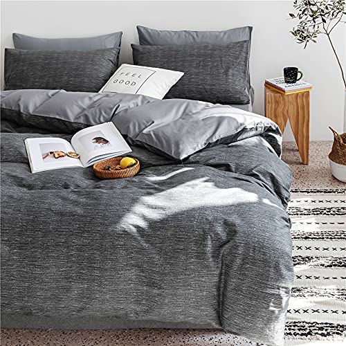 Grey Geometric Duvet Cover Queen Cotton Comforter Cover Reversible Grey Bedding Set Modern 3 Piece Duvet Cover With 2 Pillowcases Lightweight Geometric Bedding Collection For All Seasons #TOP3