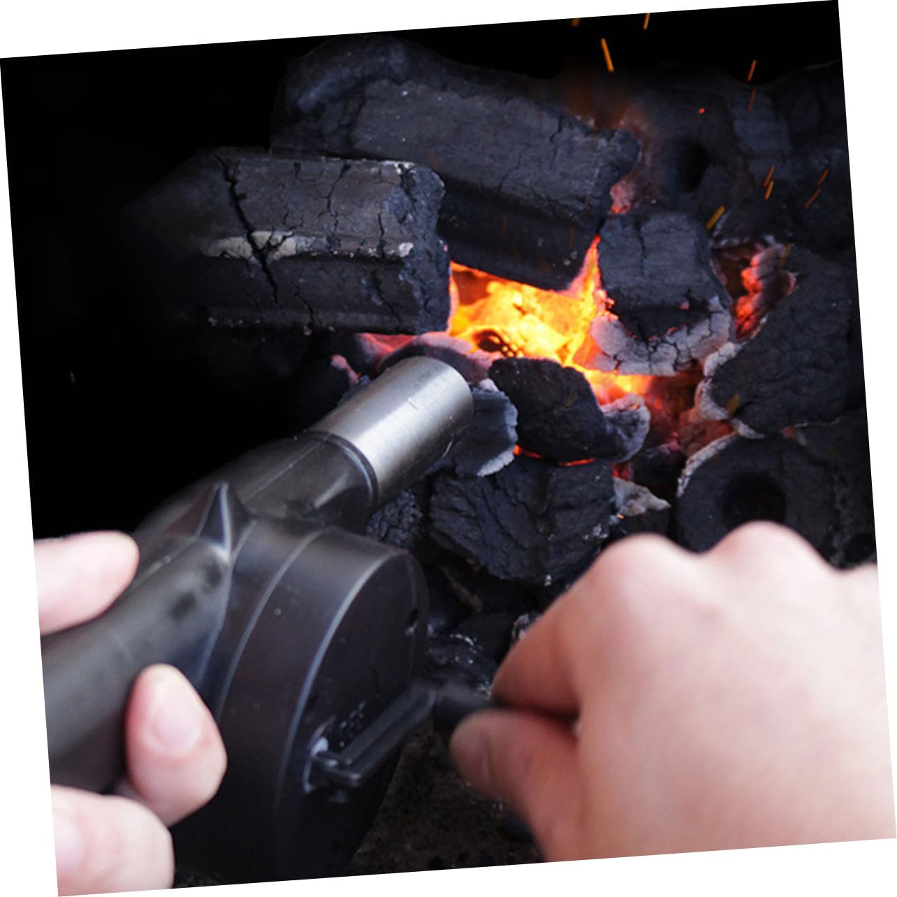 Gatuida Soffiatore D'aria Portatile Manuale Ventilatore a Manovella per Accendere Bbq per Barbecue in Ferro e Abs per Campeggio e Atmosfera Estiva All'aperto