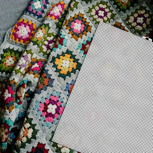 Image of 2 PCS 7 Count Plastic Mesh Canvas, 10.5 X 13.5 Inch Embroidery Knit Crochet Eye Mesh, for Embroidery, Acrylic Yarn Crafting, and Make Dividers (White)