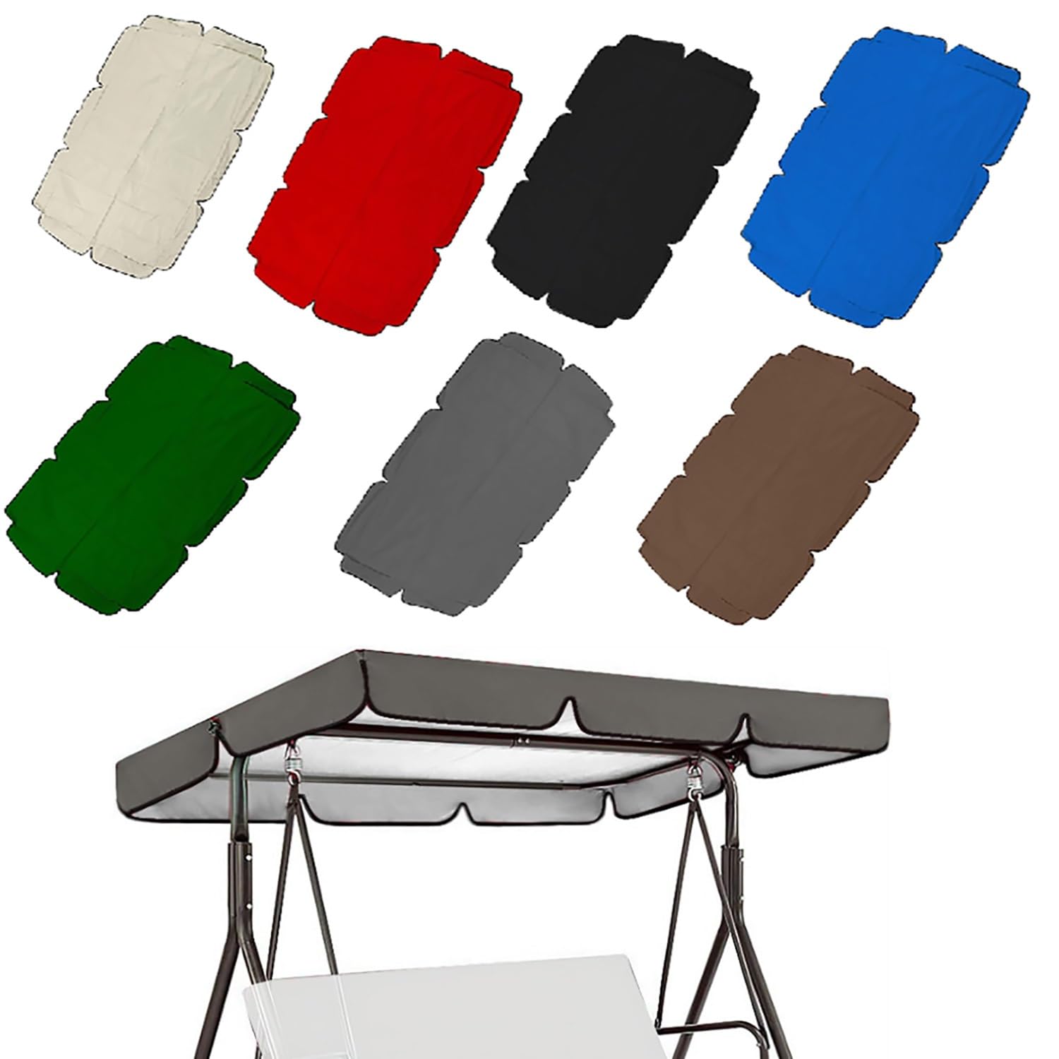 YCXHGK Universal Patio Swing Canopy Replacement Cover 2/3 Seater, 76.8x49in 74.8x52in Waterproof Sun Shade Awning for Garden Yard Hammock(Gray,190x132cm/74.8x52in)