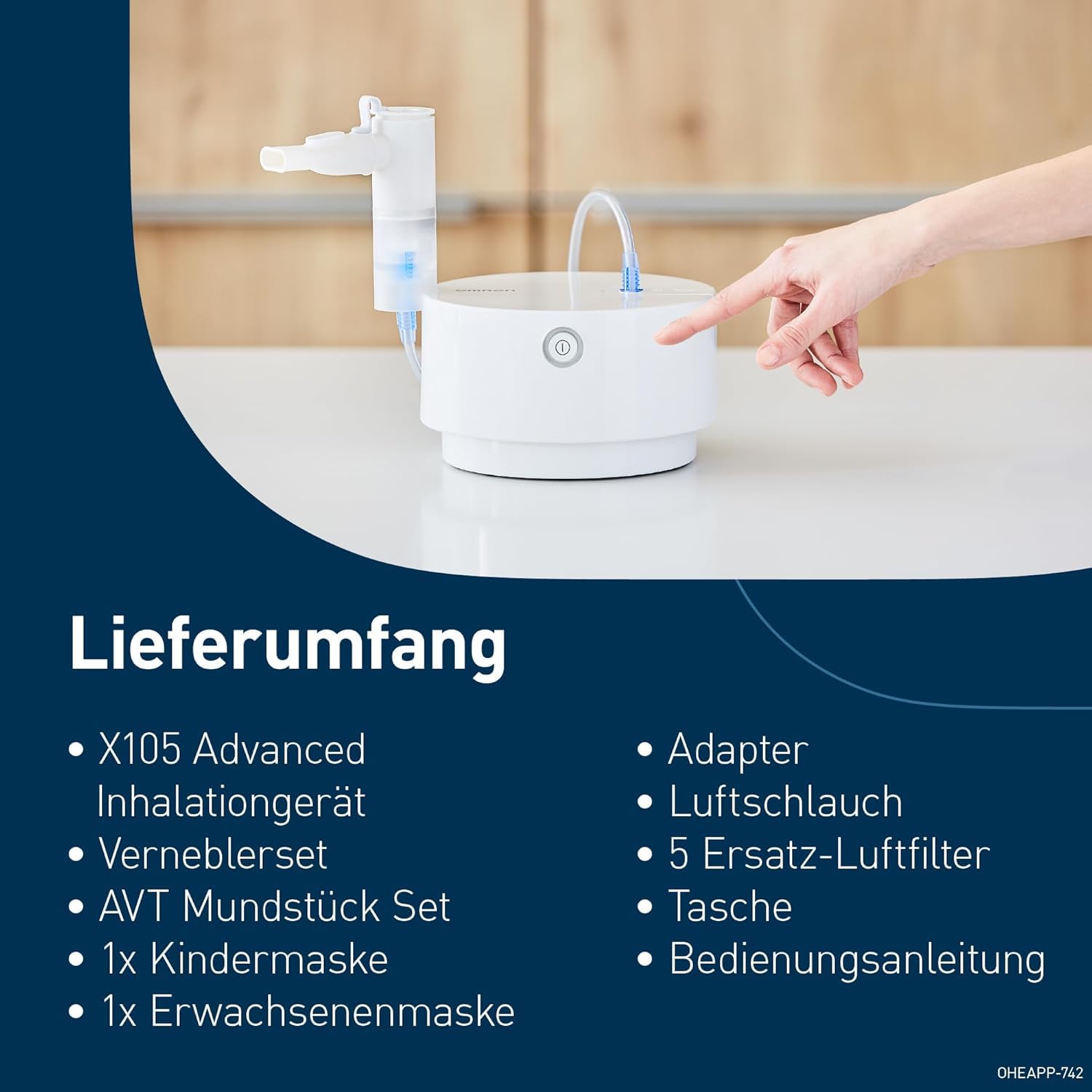 OMRON X105 Advanced All-in-One Kompressor-Vernebler für Erwachsene/Kinder | Effektives Inhalationsgerät zur Behandlung akuter und chronischer Atemwegserkrankungen zu Hause