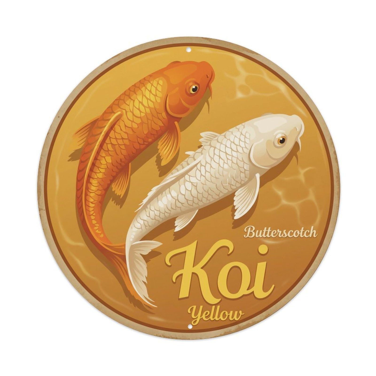 Koi Fish Butterscotch Yellow Waters Sweet Warm Rich Smooth Metal Tin Sign