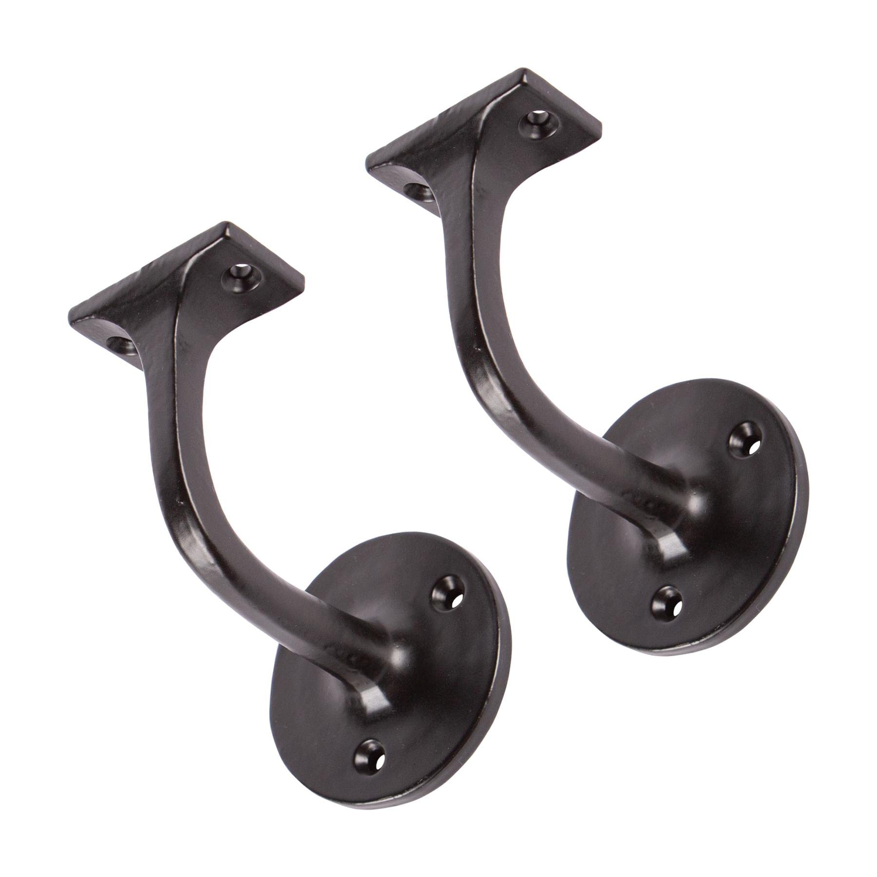 Hammer And Tongs Black - Wrought Iron Handrail Bracket - D75mm X H85mm - Pack Of 2