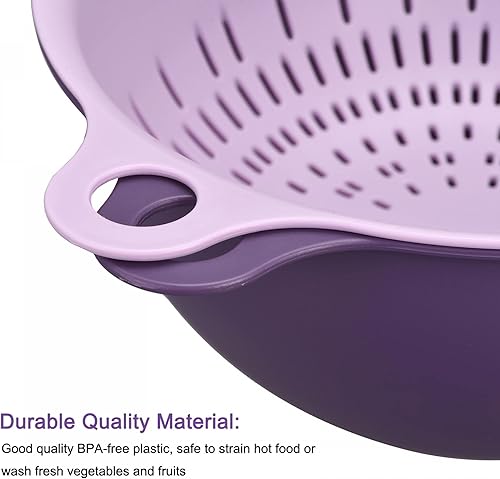 Miniatura 5 de uxcell Juego de colador de cocina, colador de cocina, pequeño lavabo de drenaje de doble capa y cesta adecuado para frutas, verduras, pasta, bayas,