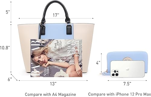 Miniatura 6 de DASEIN - Bolsa de mano para mujer, bolsa tipo bandolera, asa superior, bolsa plana para trabajar