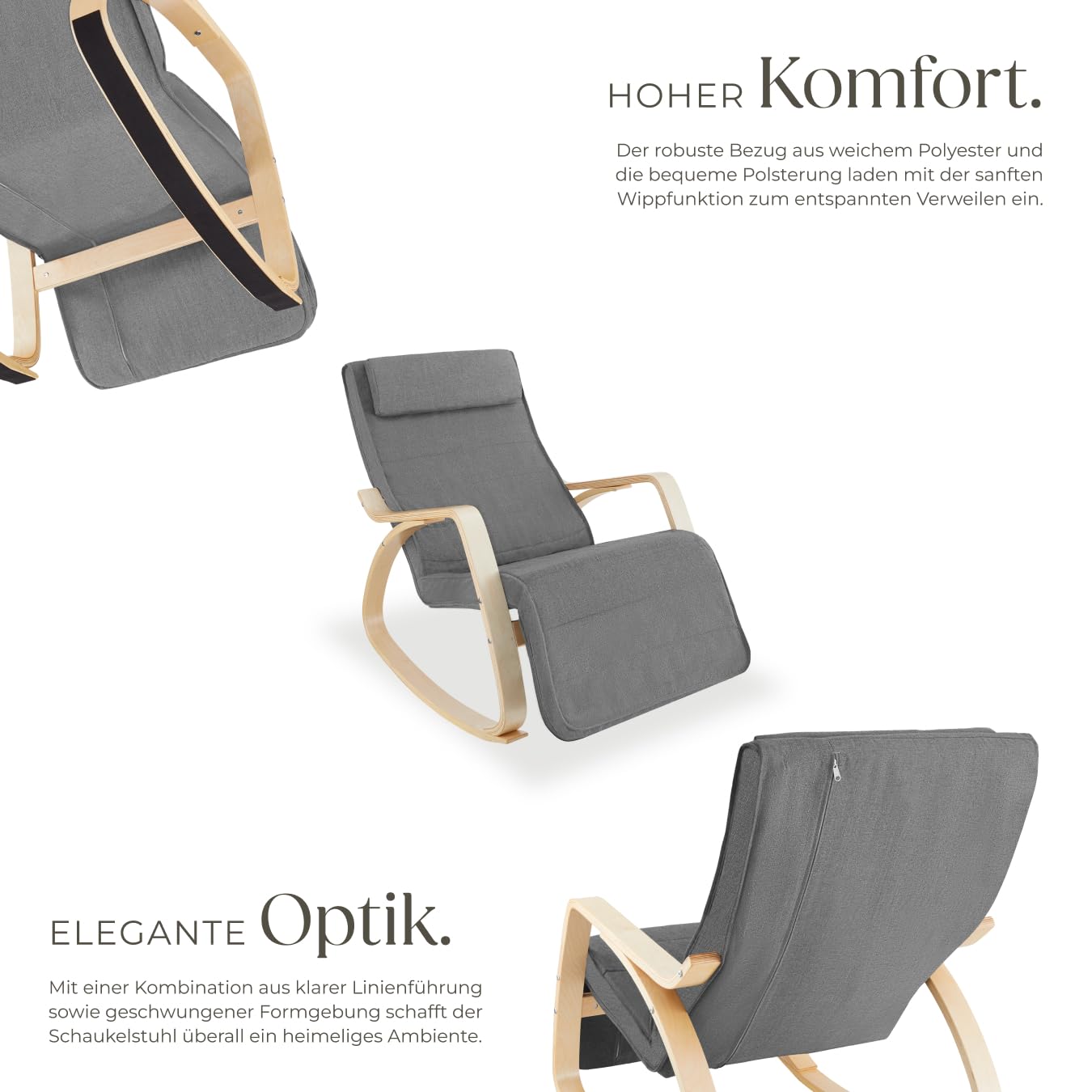 Produktbild von Sessel Mit Schlaffunktion Tectake Schaukelstuhl Mit Fußstütze – Relaxsessel Für Wohnzimmer & Babyzimmer, Beige Sessel Wohnzimmer