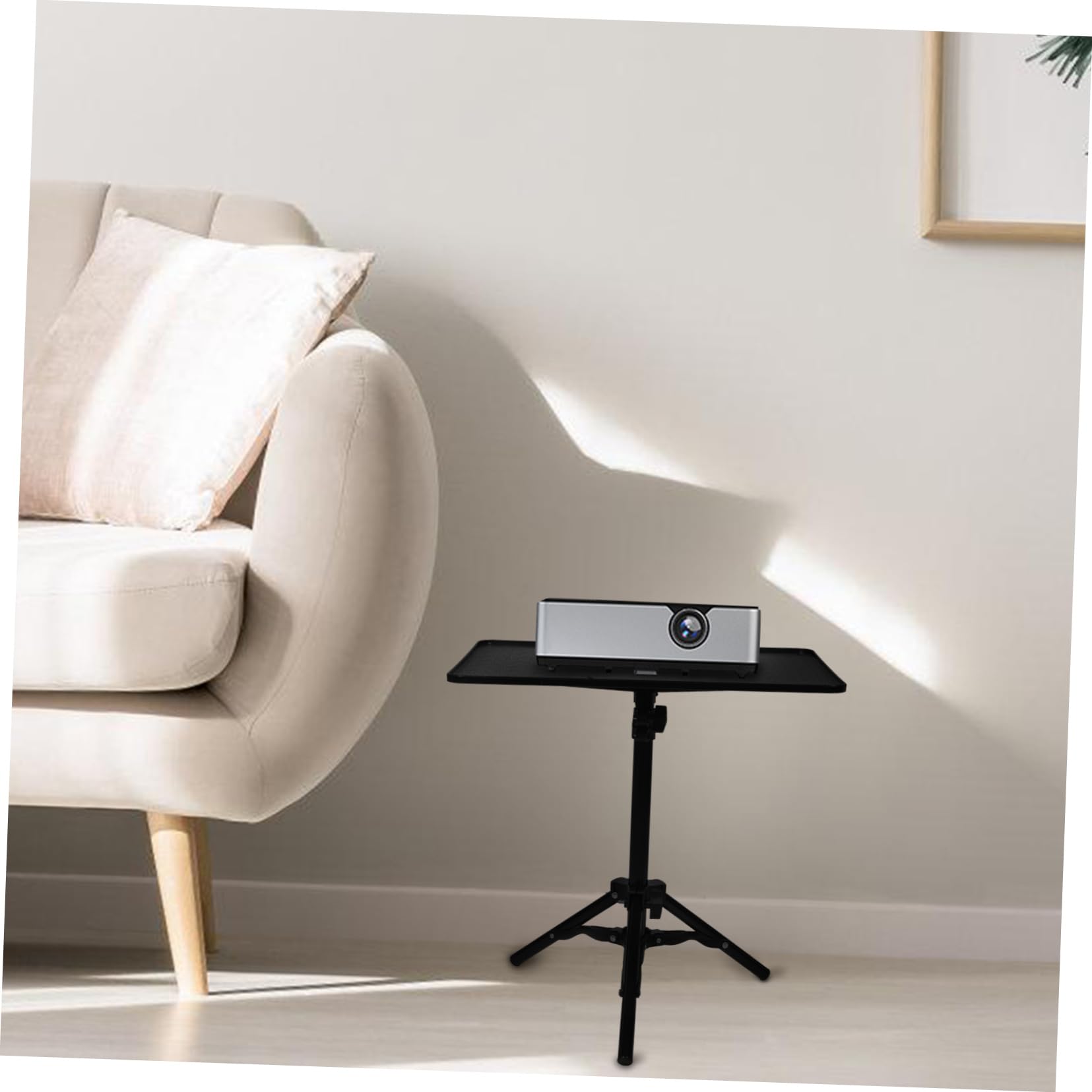 HEMOTON Supporto per Proiettore da Tavolo Regolabile, Stand Proiettore in Lega Nera, Altezza 32-60cm, Facile da Montare, per Scrivanie e Spazi Stretti