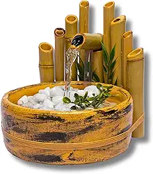 Fonte Decorativa Cascata de Bambu com Bomba 3W Bivolt Silenciosa e Economica