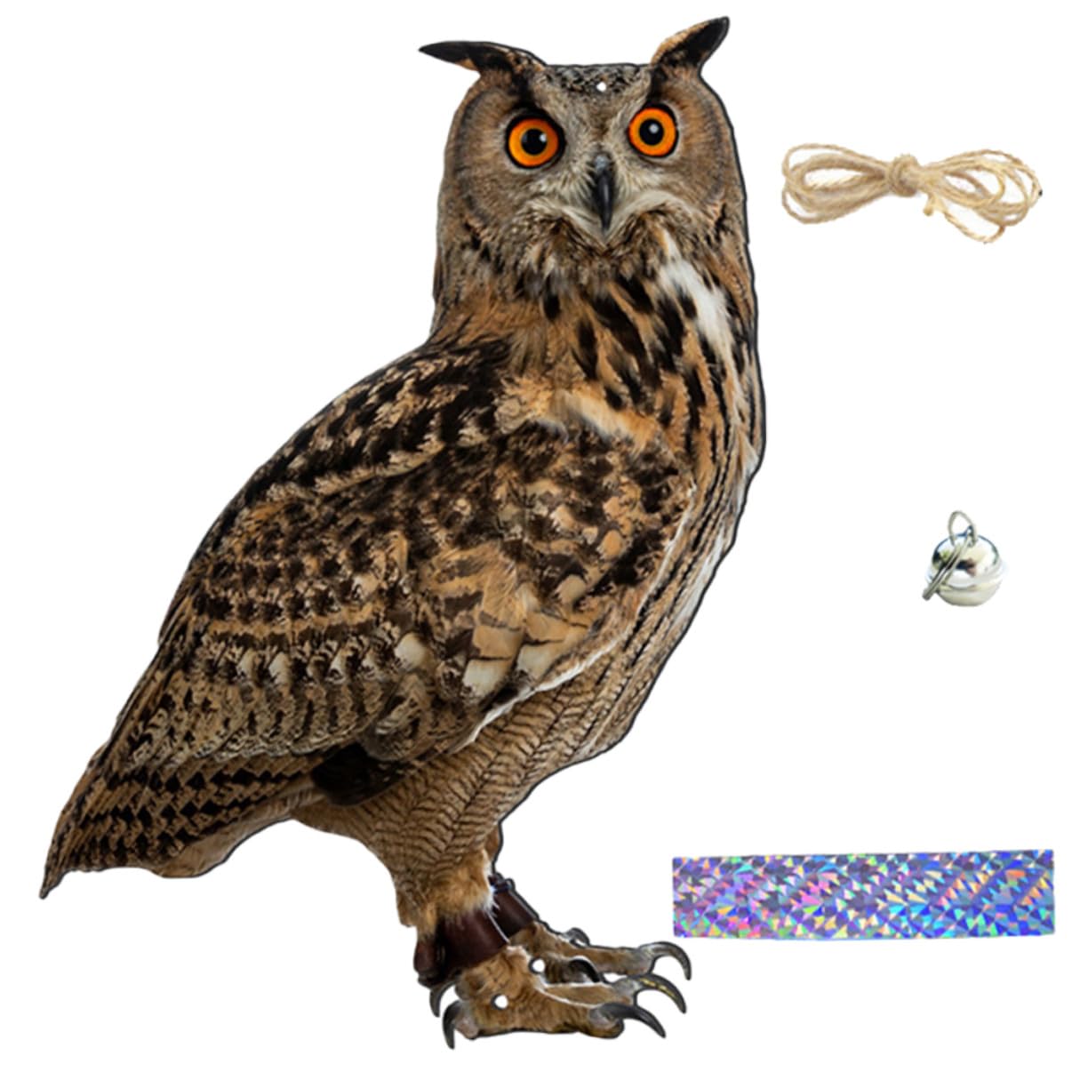 Ornement de jardin rotatif hibou résistant aux intempéries à suspendre