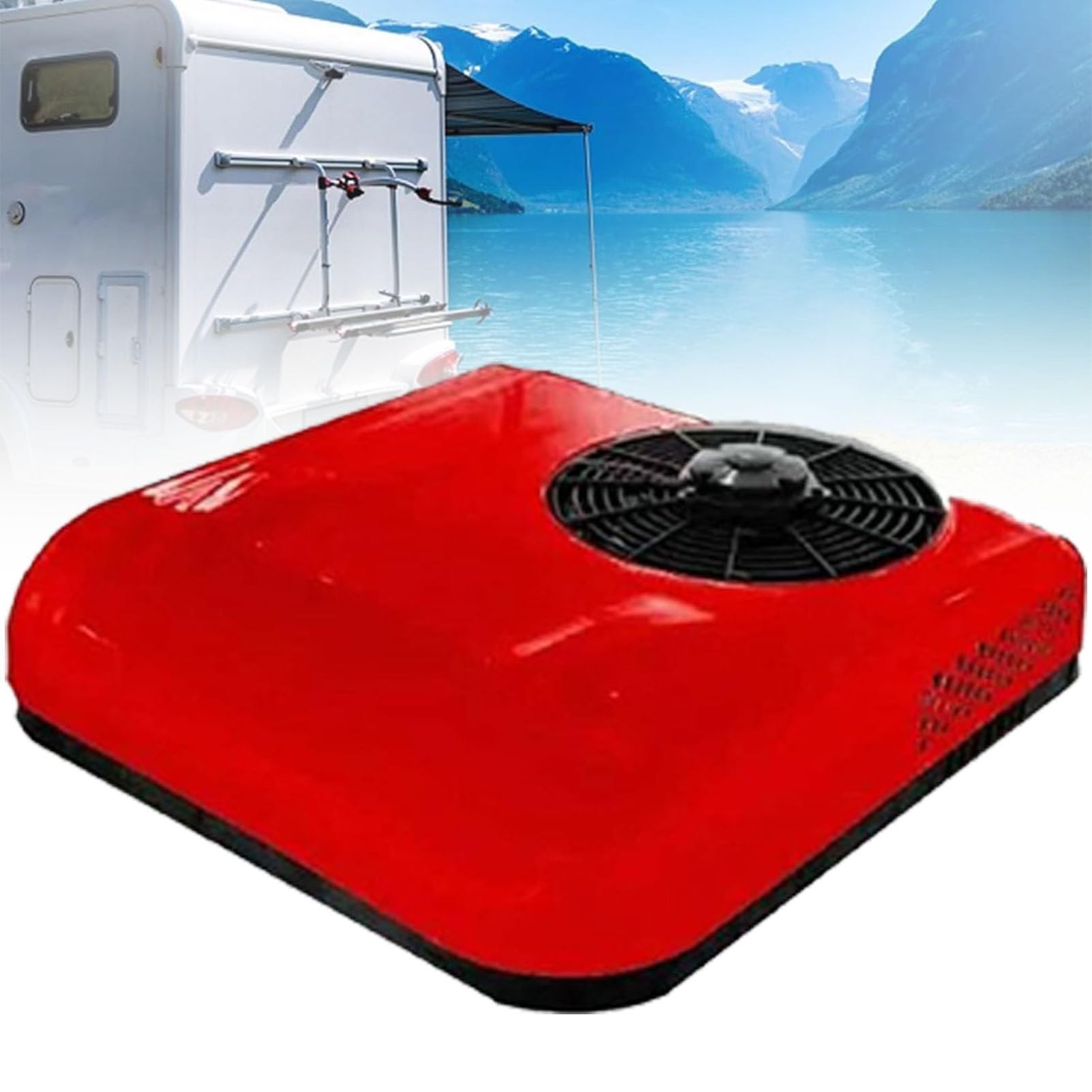 Olskfuh Red Rooftop Air Conditioner For Rv,Dc Air Conditioning Unit For Trucks, Boats, Campers, And Travel Trailers,-24V