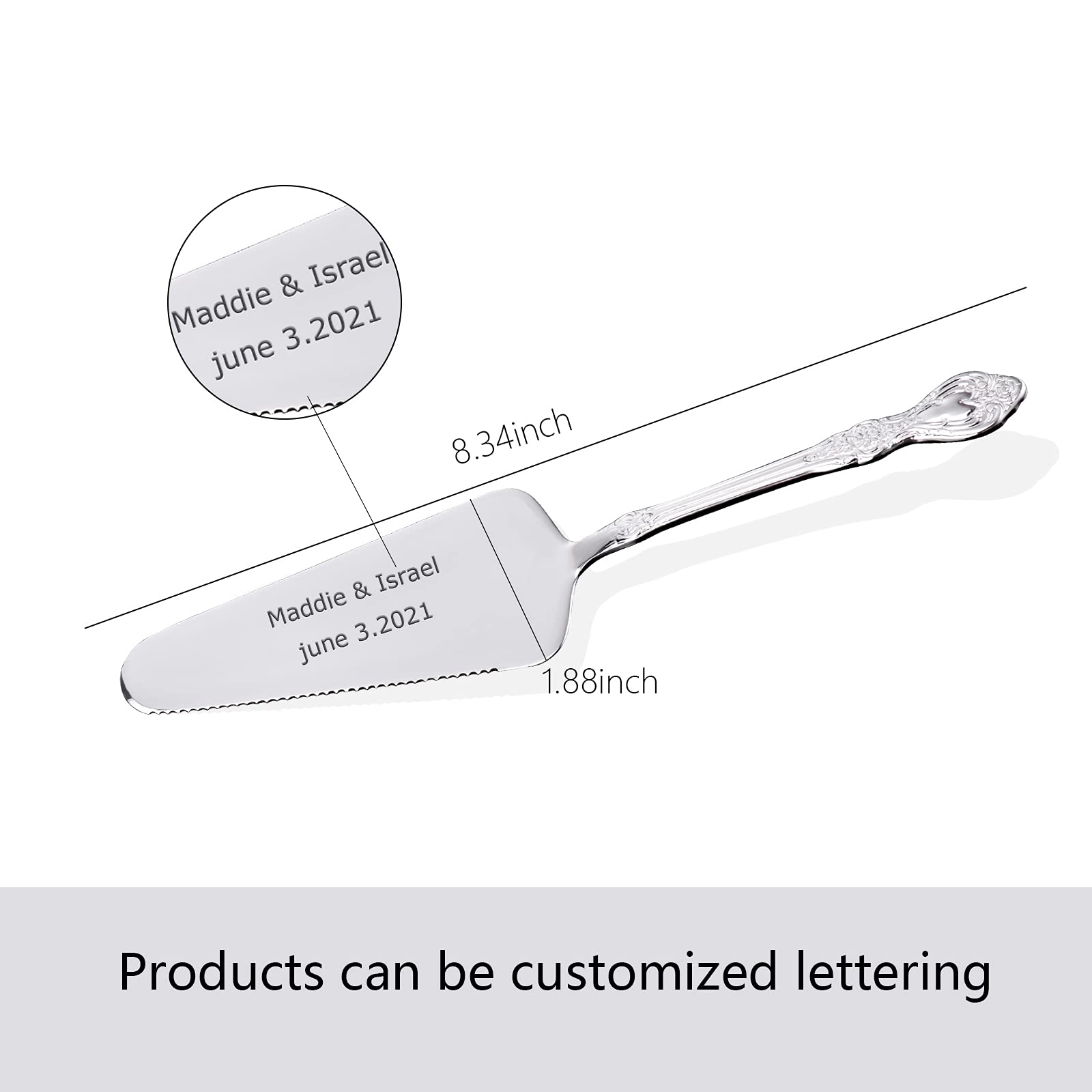 Dinikally Personalized Custom Stainless Steel Cake Cutter Cake Knife for Wedding