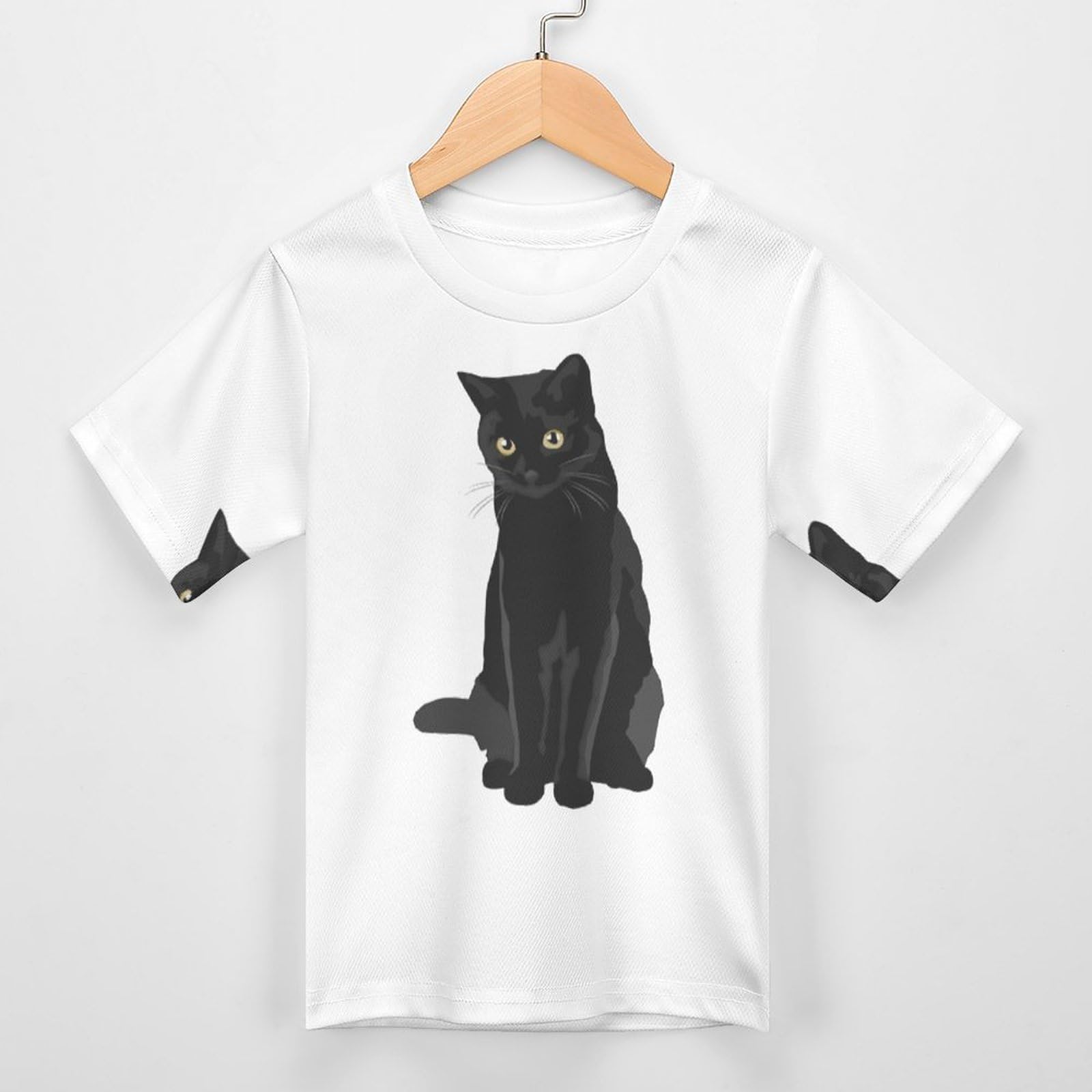 猫プリント 半袖Tシャツ 黒 猫プリント 半袖Tシャツ 黒