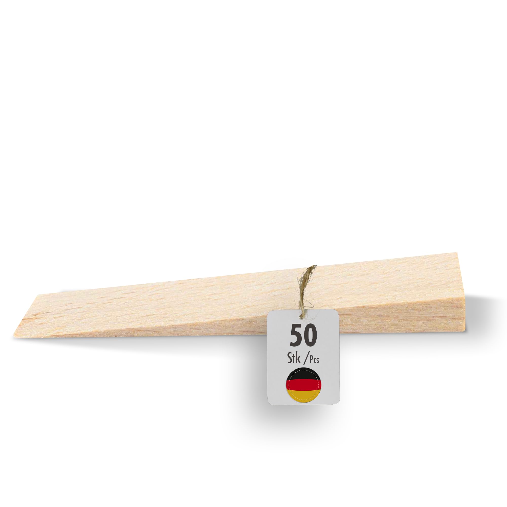 haggiy hardwood wedge - wooden wedge set - natural beech wedges - door stopper - ideal for furniture, assembly, DIY - (LxWxH) 65x20x6 mm - 50 pcs.
