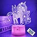 Produktbild CooPark Einhorn 3D Lampe, Kinderzimmer Illusions LED-Nachtlicht mit 16 Farbwechseln und Fernbedienung, Schlafzimmer-Schreibtisch-Geburtstags Feiertags Weihnachtsgeschenke für Kinder freunde