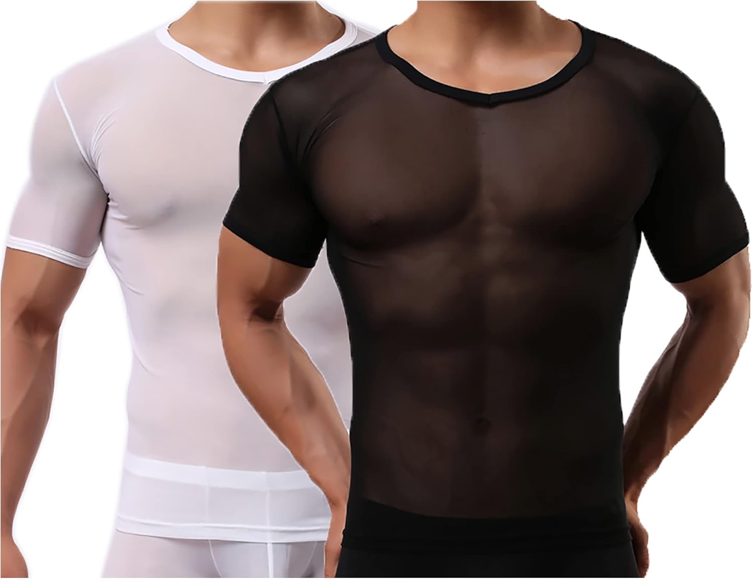Men's Undershirts Sexy Mesh Shirt See Through T Shirts Workout Tees Top