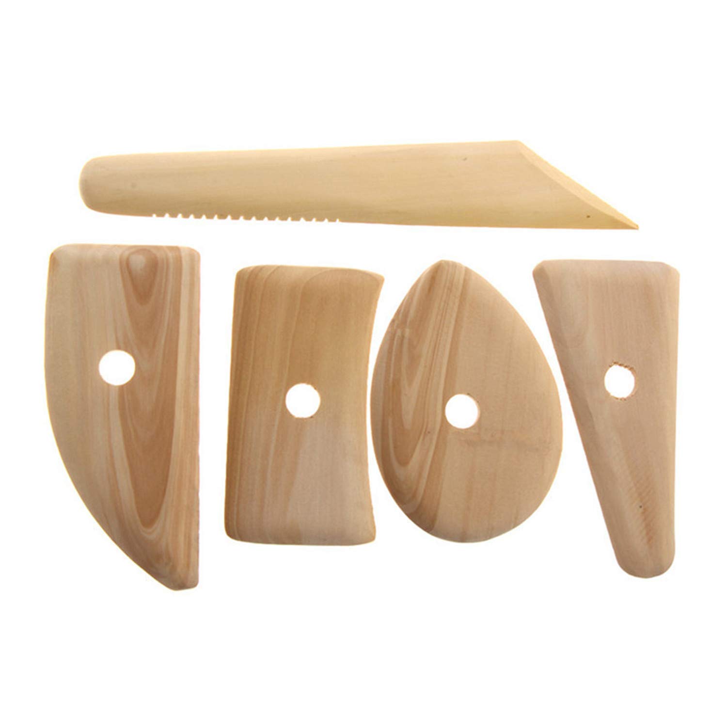 5 Pcs Pottery Clay Molding Tools, Wood Potters Rib Ceramics Sculpture Molding Tool Set for Pottery Ceramics Sculpting