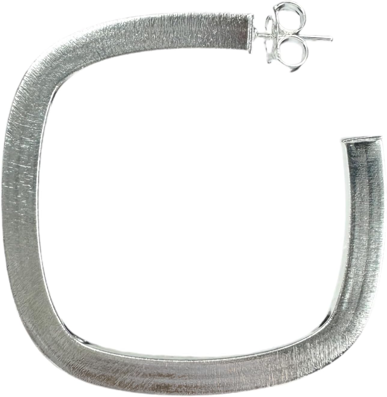 Sheila Fajl Elisa Flat Square Womens Hoop Earrings in Brushed Silver Plated