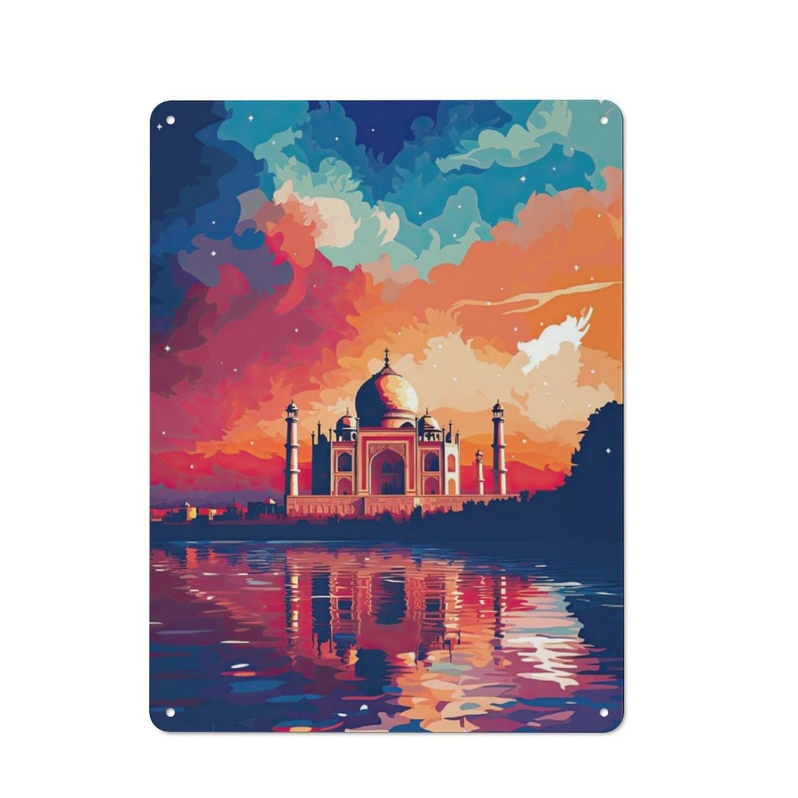 Junmoney The Taj Mahal In India For Lounge Or Reading Corner, Retro Metal Plaque 40X30cm, For Vintage Wall Decor Fans, For Metal Sign Collectors