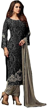 ZIYA Fashion Designer Indian/Pakistani Ethnic wear Georgette Straight Salwar kameez - Black