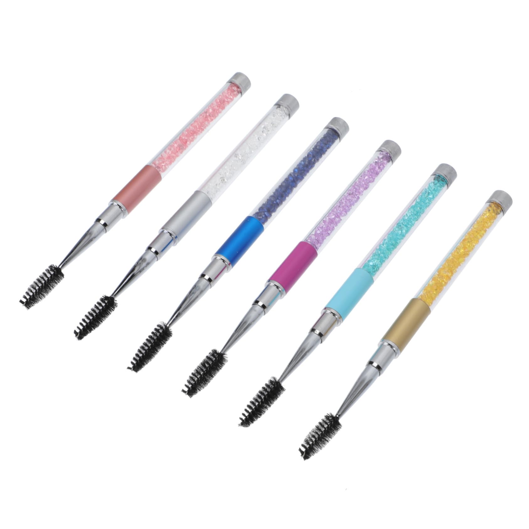 Beatifufu Elegant Eyelash Brush Set 6pcs Lash Brush Mascara Applicator for Travel Dating Business Trips