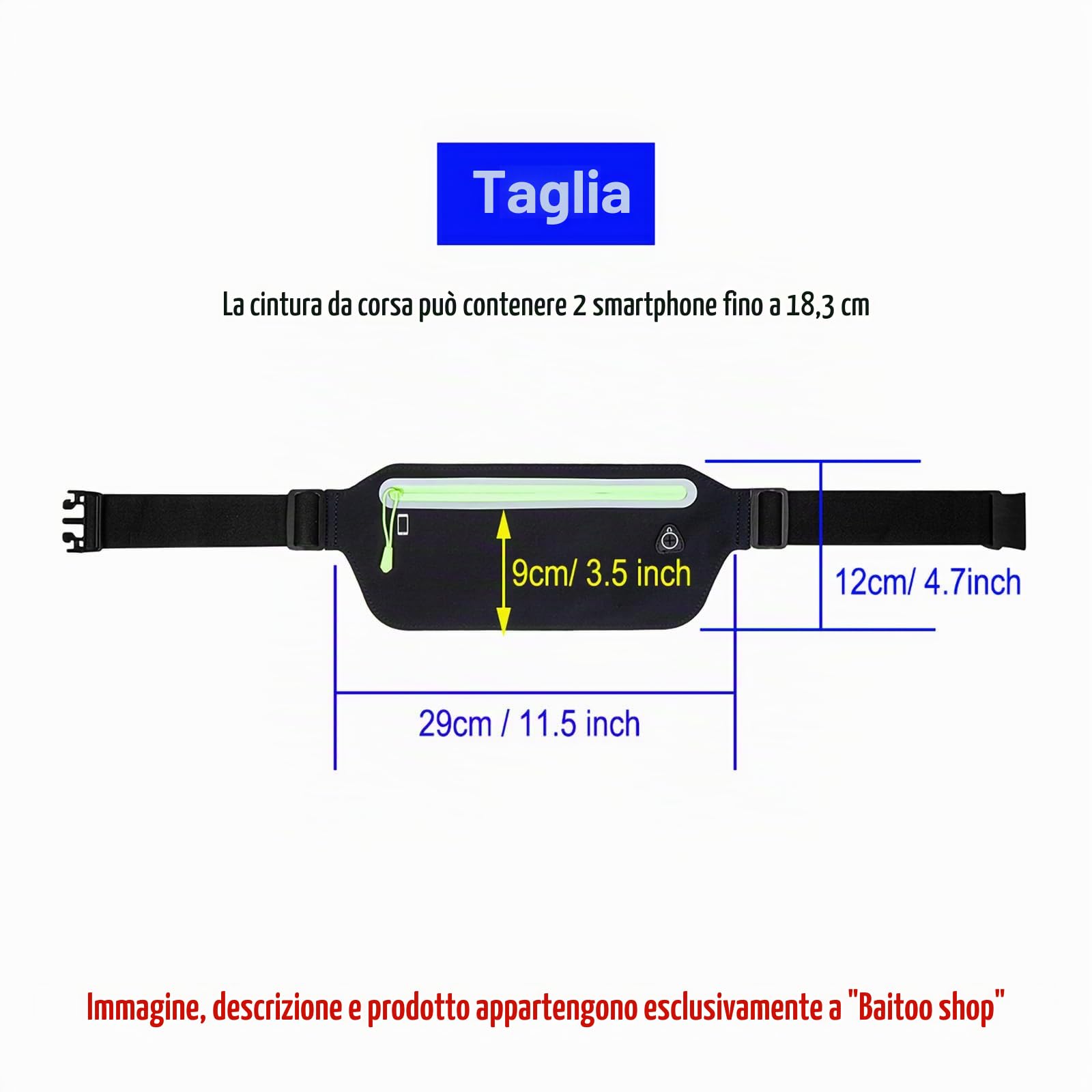 BAIWOAK Marsupio da corsa sottile ultra leggero Nero