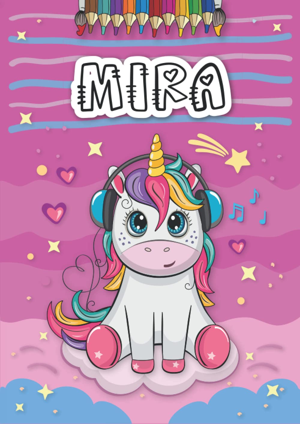 Independently published Mira: Livre de coloriage personnalisé pour Mira | Licorne | Cadeau d'anniversaire pour fille ... | 4 à 8 ans | 25 motifs de licorne avec le prénom Mira, Grand format A4 (21 x 29.7 cm) (French Edition)