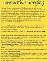 Innovative Serging; Newest, Best and Fastest Techniques for Overlock Sewing 0801981247 Book Cover