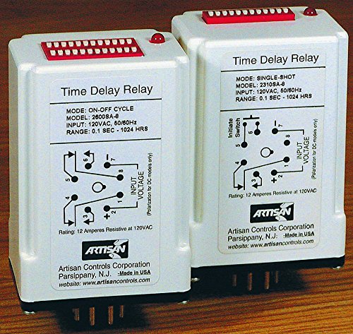 Artisan Controls 2410SA-8, Timer; On Delay; 0.1s-1024h; E-Mech; Ctrl-V120AC; DPDT; 12A@125VAC; 8 Pin Octal