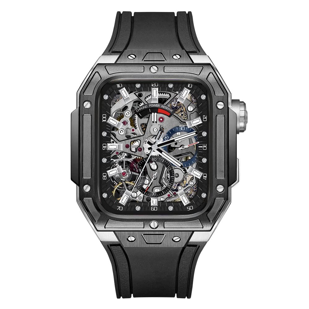 Caja de reloj de metal de lujo para Apple Watch Band 7 8 45 mm Kit de modificación de diamante bisel y correa de reloj de acero para iWatch Series 8 7 45 mm