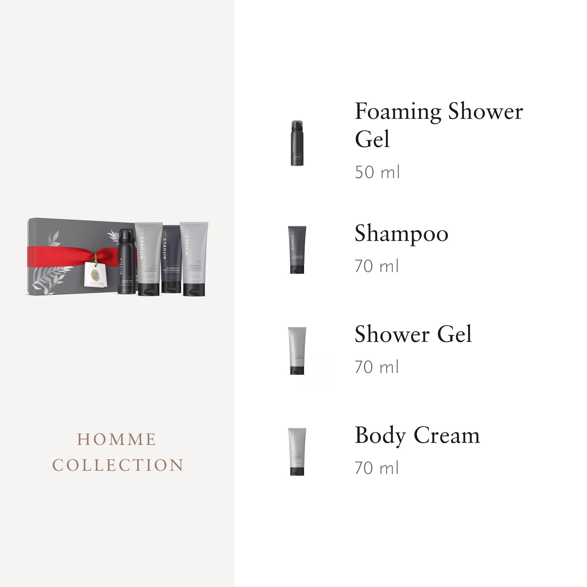 RITUALS Homme Cofanetto regalo uomo, Small – Set da bagno con shampoo rinforzante, gel docciaschiuma, crema corpo uomo e gel doccia rinfrescante – Arricchito con bambù, menta e legno di cedro