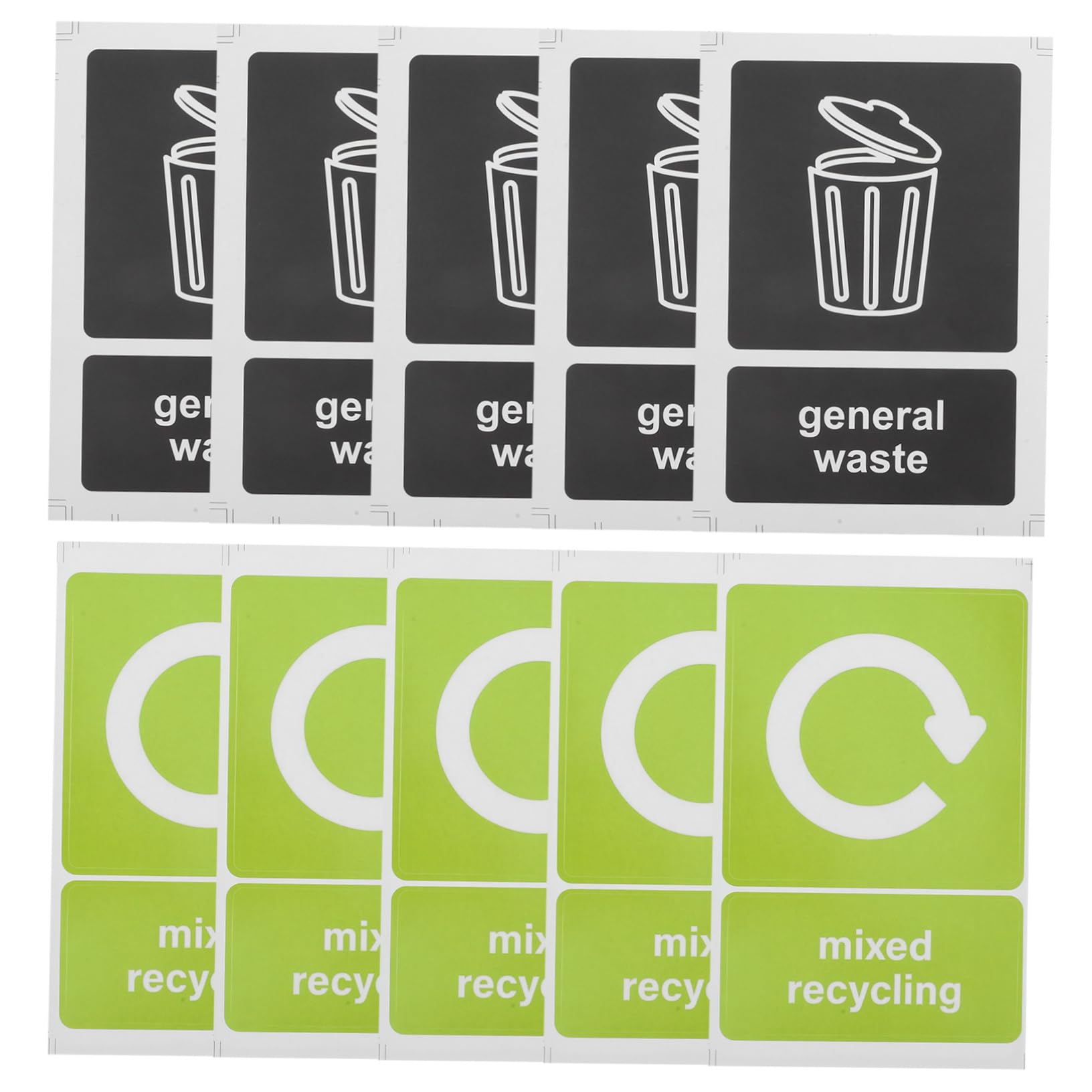 FELTECHELECTR 10pcs Recycling Stickers for Bins Trash Can Sticker Set Yard Waste Sticker for Garbage Can Compost Recycle Reminders Outdoor Use Self-Adhesive Labels