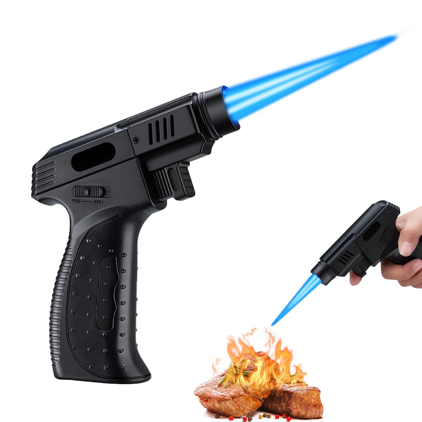 Jetflamme Stormaansteker, stormaansteker, gasaansteker, winddichte, jet-aansteker, gasaansteker voor keuken, barbecue, camping (verkocht zonder butaangas