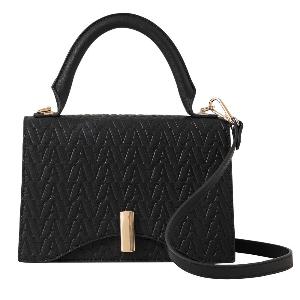 Accessorize London Womens Faux Leather Black Small logo handheld Satchel Sling Bag (B0C1KFP21N) Amazon Price History, Amazon Price Tracker
