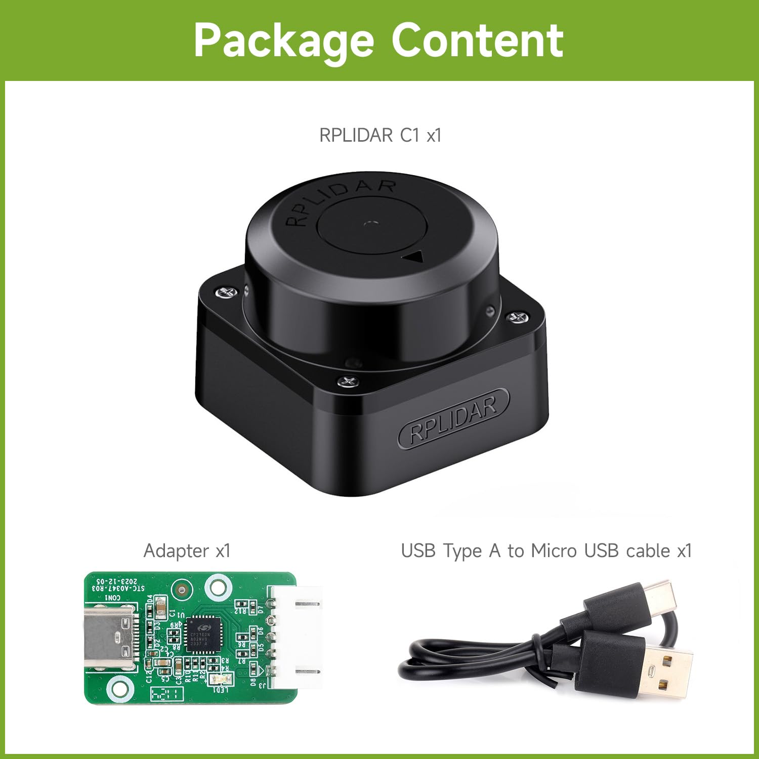 Waveshare Slamtec RPLIDAR C1 Laser Ranging Sensor, 360° Omnidirectional Lidar, Millimeter-Level High Definition, Anti-Interference and Anti-Adhesion, Compact and Easy to Integrate
